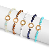 Gold PVD Stainless Steel Bracelet with Semi Precious Stone Charms – Waterproof & Hypoallergenic - Iron Wire Decor