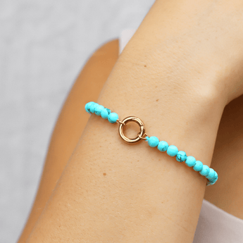 Gold PVD Stainless Steel Bracelet with Semi Precious Stone Charms – Waterproof & Hypoallergenic - Iron Wire Decor