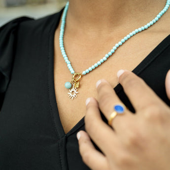 Natural Semi Precious Stone Charm Necklace – Elegant & Durable Jewelry - Iron Wire Decor