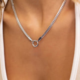 Stainless Steel Charm Holder Curb Chain Necklace – Tarnish Resistant Jewelry - Iron Wire Decor