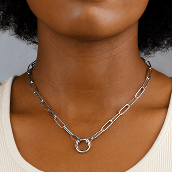 Stainless Steel Paperclip Charm Keeper Necklace – Waterproof & Hypoallergenic - Iron Wire Decor