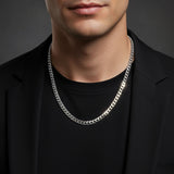 6mm Stainless Steel Diamond Cut Curb Chain Necklace – Waterproof & Hypoallergenic - Iron Wire Decor