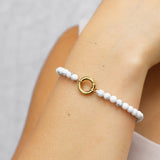 Gold PVD Stainless Steel Bracelet with Semi Precious Stone Charms – Waterproof & Hypoallergenic - Iron Wire Decor