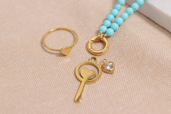 Natural Semi Precious Stone Charm Necklace – Elegant & Durable Jewelry - Iron Wire Decor