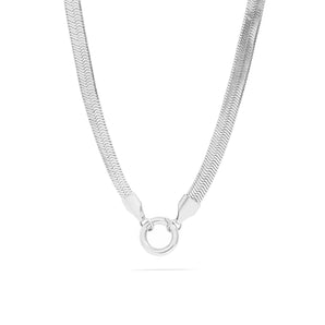 Stainless Steel Herringbone Necklace with Charm Holder – Non - Tarnish & Durable - Iron Wire Decor