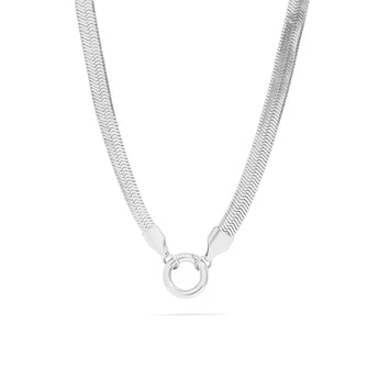 Stainless Steel Herringbone Necklace with Charm Holder – Non - Tarnish & Durable - Iron Wire Decor
