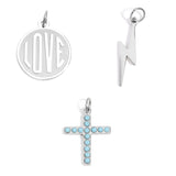 Stainless Steel Charms Set – Love, Lightning & Turquoise Cross Pendants | Waterproof & Hypoallergenic - Iron Wire Decor