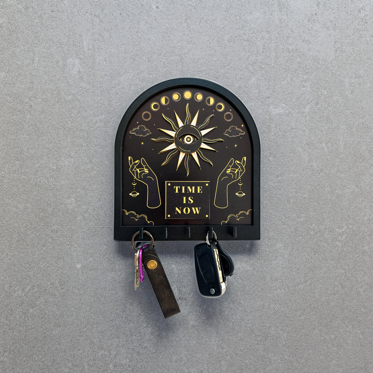 Relief Design Spiritual Time Mystery Theme Wall Hanger Keychain