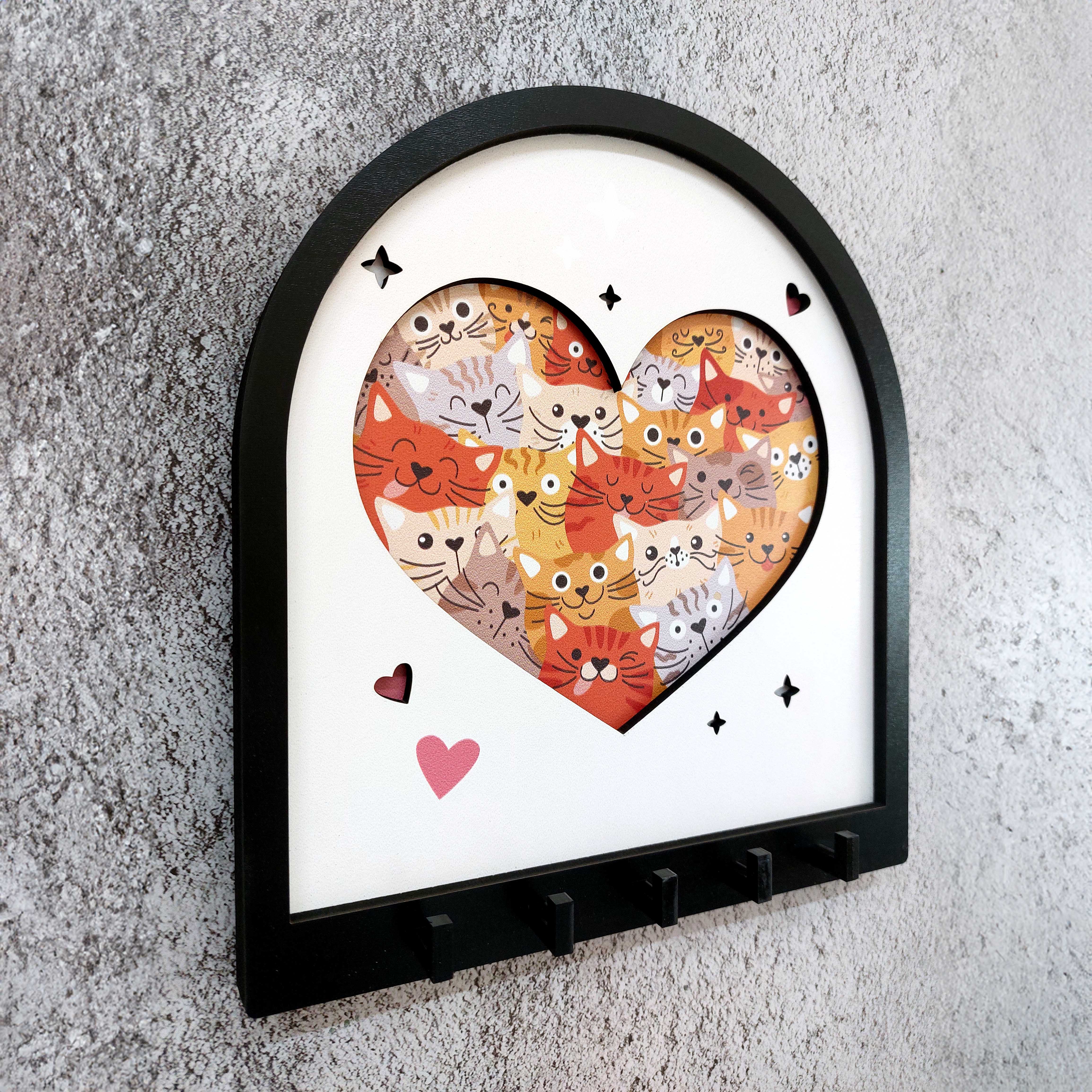 Decorative Heart Inside Cats Sized Wall Hanger